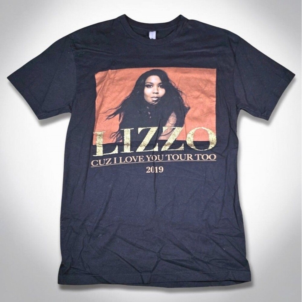 Lizzo Cuz I Love You Tour Too 2019 Gold Glitter Graphic Black T Shirt Small S